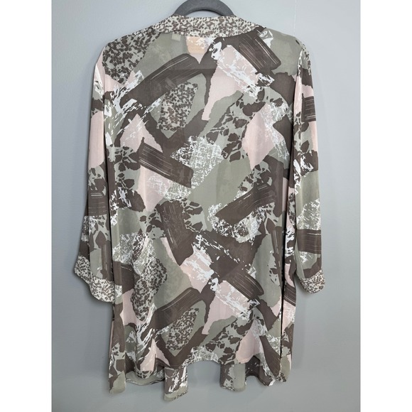 Bob Mackie Wearable Art Womens XL Abstract Animal Print Kimono Cardigan Green XL - Picture 4 of 6